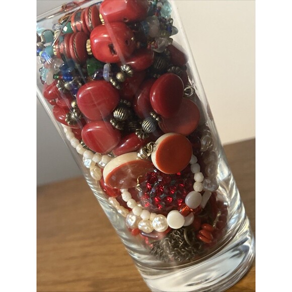 Mystery Jewelry Jar, red colored jewelry, Cardinal Glass, All Wearable - Picture 4 of 8
